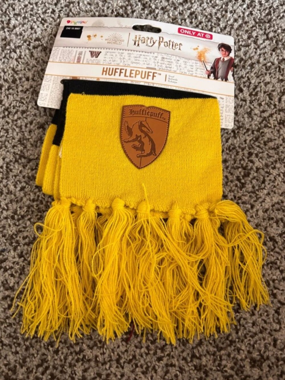 Harry Potter Hogwarts Robe & Scarf Halloween Costume 7/8 Black & Gold Hooded - Picture 4 of 6